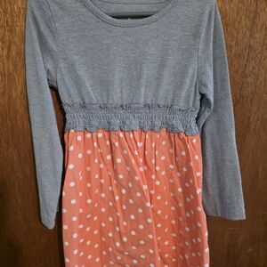 healthtex Gray Top with Coral Polka Dot Skirt Girls' Dress